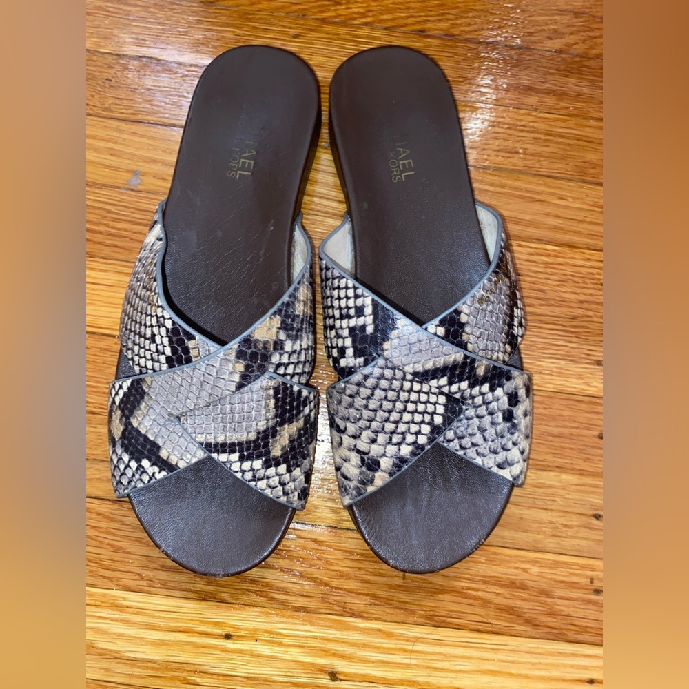 Michael Kors leather snake print sandals. Good condition!